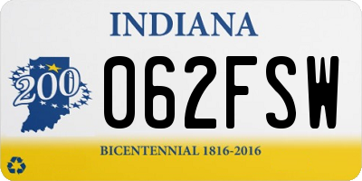 IN license plate 062FSW