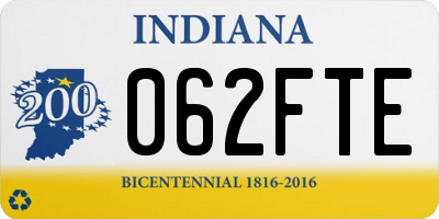 IN license plate 062FTE