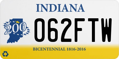 IN license plate 062FTW