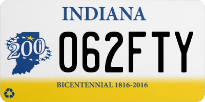 IN license plate 062FTY