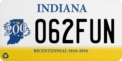 IN license plate 062FUN