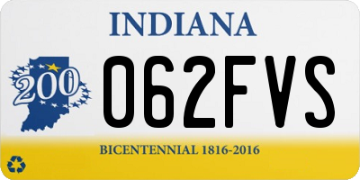 IN license plate 062FVS