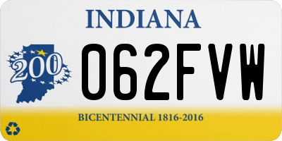 IN license plate 062FVW