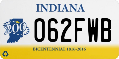 IN license plate 062FWB