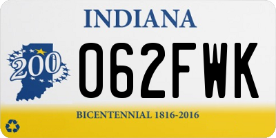 IN license plate 062FWK