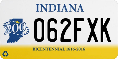 IN license plate 062FXK