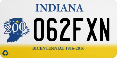 IN license plate 062FXN