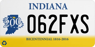IN license plate 062FXS