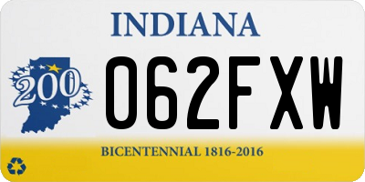 IN license plate 062FXW