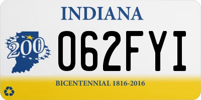IN license plate 062FYI