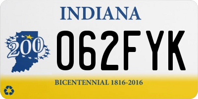 IN license plate 062FYK