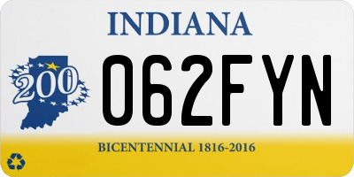 IN license plate 062FYN