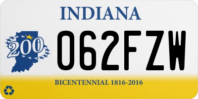 IN license plate 062FZW