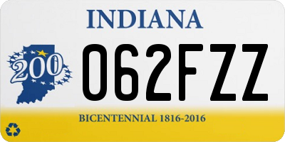IN license plate 062FZZ