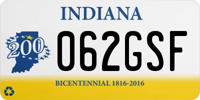 IN license plate 062GSF