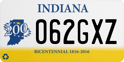 IN license plate 062GXZ