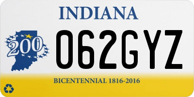 IN license plate 062GYZ