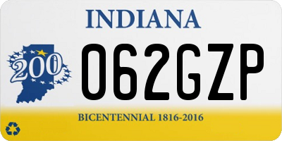 IN license plate 062GZP