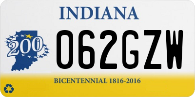 IN license plate 062GZW