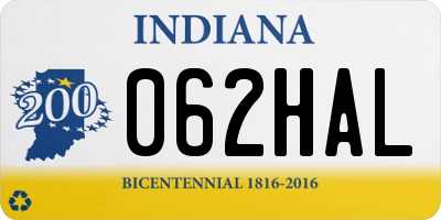 IN license plate 062HAL