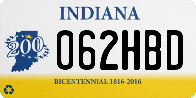 IN license plate 062HBD