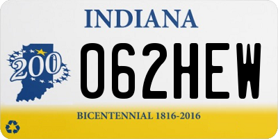 IN license plate 062HEW