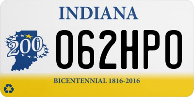 IN license plate 062HPO