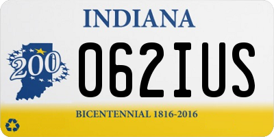 IN license plate 062IUS
