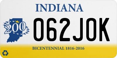 IN license plate 062JOK