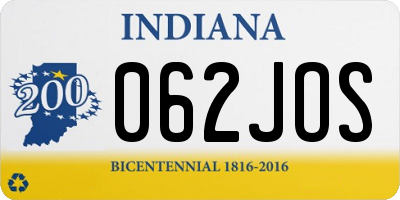 IN license plate 062JOS