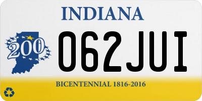 IN license plate 062JUI