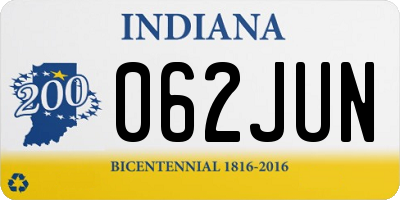 IN license plate 062JUN