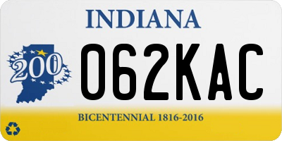 IN license plate 062KAC