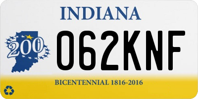 IN license plate 062KNF