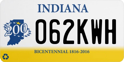 IN license plate 062KWH