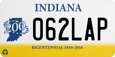 IN license plate 062LAP