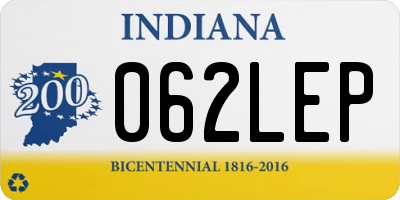IN license plate 062LEP
