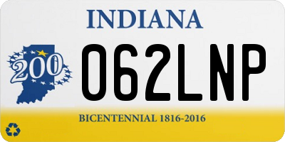 IN license plate 062LNP