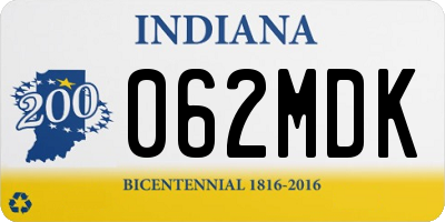 IN license plate 062MDK