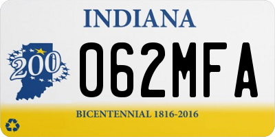 IN license plate 062MFA