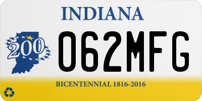 IN license plate 062MFG