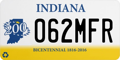 IN license plate 062MFR