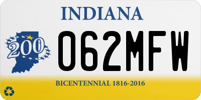 IN license plate 062MFW