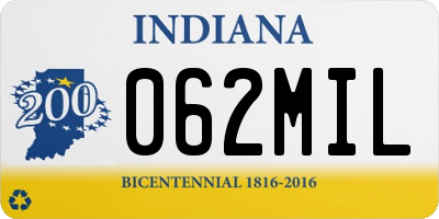 IN license plate 062MIL