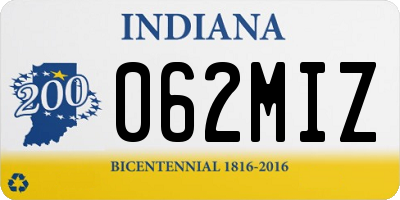 IN license plate 062MIZ