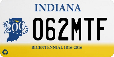 IN license plate 062MTF