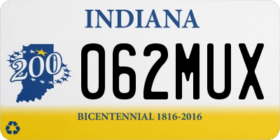 IN license plate 062MUX