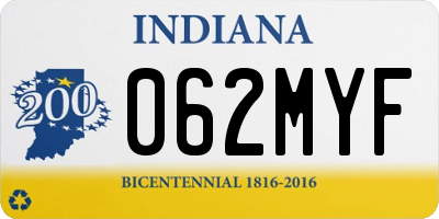 IN license plate 062MYF