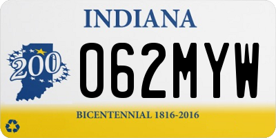 IN license plate 062MYW