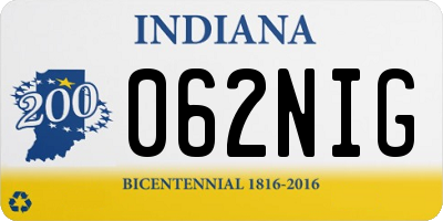 IN license plate 062NIG
